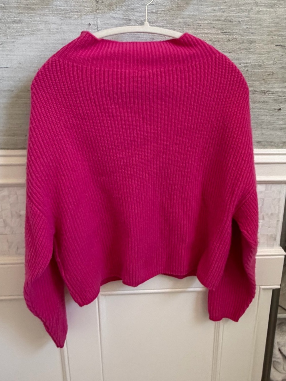 Small Anthropologie enza ribbed cashmere long sleeve sweater Hot bright Pink - Picture 13 of 17